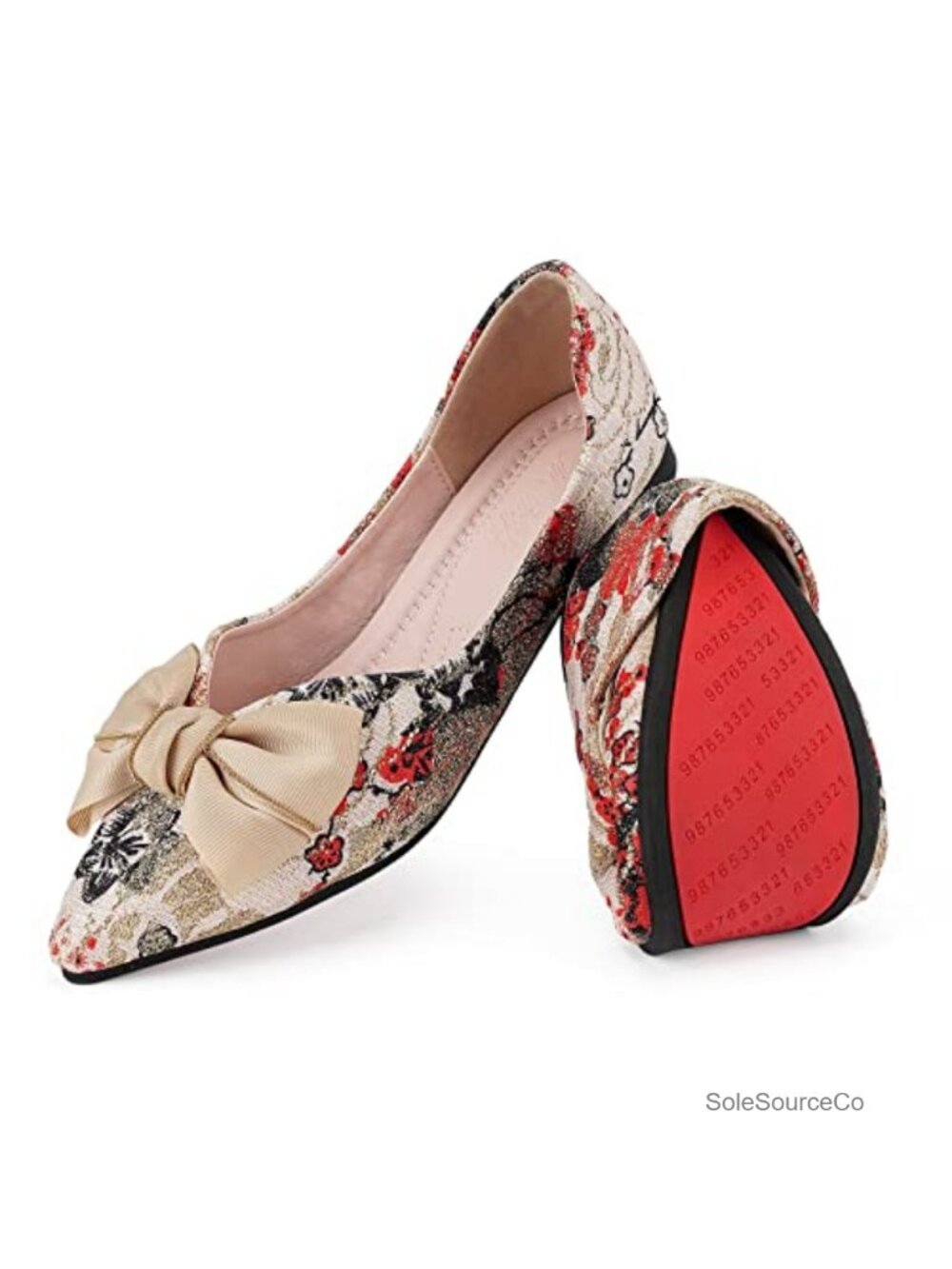 Hxlber Pointed Toe Ballet Flats Microfiber Fold-Over Comfort Slip-On
